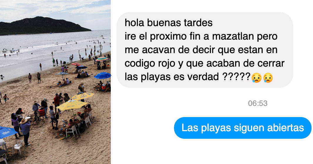 Las playas de Mazatlán están abiertas y estamos en semáforo azul